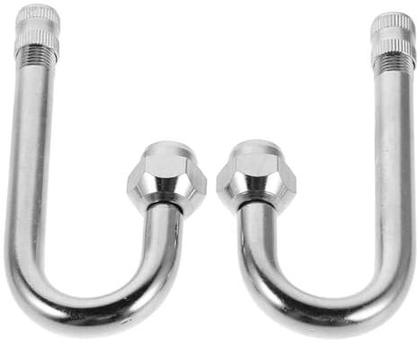 MUCKLILY Ventilschaftverlängerung mit 180 Grad Winkel 2 Stück aus Kupfer Silber Schutzbogen Design für Einfache Belüftung für Reifenventile von Fahrrad und Pickup