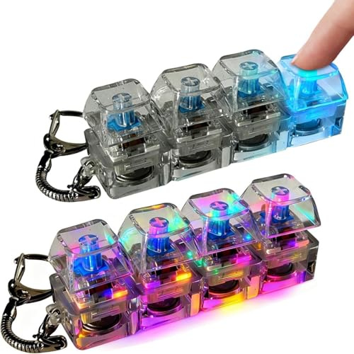 2PCS Fidget Porte-Clés Clavier Fidget Anti Stress Jouet, Clavier Jouet Antistress, 4 Boutons Claviers Clics Fidgets Toy, Porte-Clés ClavierAnti-Stress avec Lumière pour Adulte pour Soulager Le Stress
