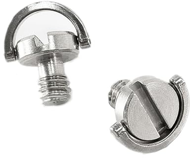 Pack of 2 Stainless Steel 1 / 4Inch D Rings Screws for DSLR Camera Tripod Monopod and Lens Plates Metal Fastening Screw Drives Screw