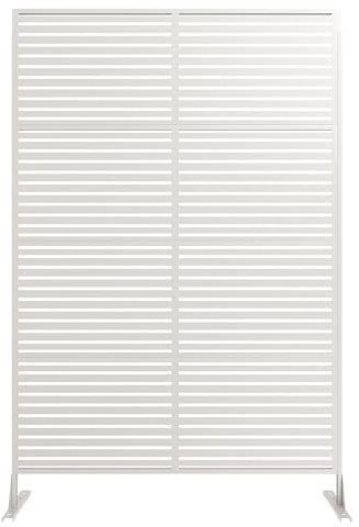 Virimolo Metall Sichtschutz 117x180cm weiß freistehend wetterfest Outdoor