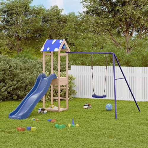 Ziaphsol Aire de Jeux extérieure en Bois Massif pour Jardin Enfant avec portique balançoire Toboggan Escalade cabane maisonette bac à Sable Module de motricité pour Cour récréation école crèche