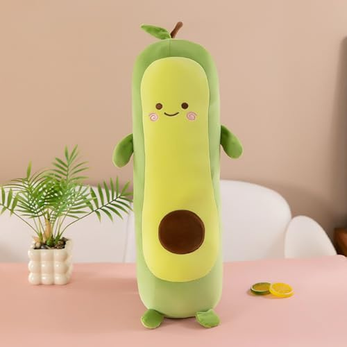AMOSIJOY Avocado Kuscheltier Groß 70-130cm, Langes Plüschtier Seitenschläferkissen, Kawaii Avocado Stofftier, Weiches Schlafkissen Body Pillow, Deko Geschenk für Mädchen Teenager (90cm,A)