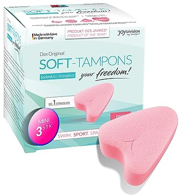 JOYDIVISION Soft-Tampons mini I 3 Stück I fadenlose Tampons für Sport, Schwimmen & Spa I Menstruationsschwämmchen ultra soft I leichtes Einführen & Entfernen I Mini Softtampon ohne Faden