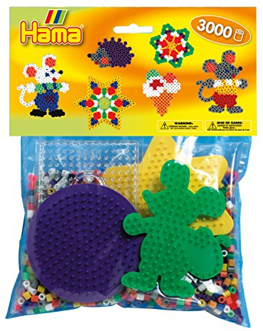 Hama 4411 - Packung für Spielgruppen, ca. 3000 Bügelperlen, 4 Stiftplatten und Zubehör, bunt