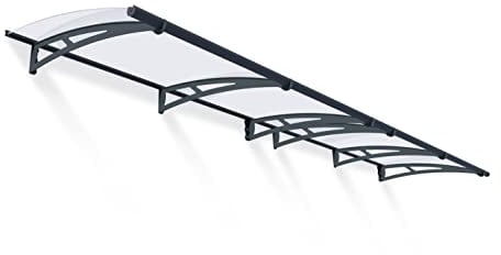 Palram Canopia Vordach, Pultvordach, Türüberdachung Aquila 4100 klar, grau inkl. Regenrinne, 410x92 cm