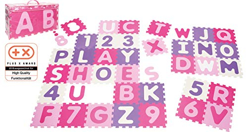 Playshoes Unisex Baby EVA-Puzzlematten 36-teilig pastell 308746, 900 - Rosa, 36 Teile (1er Pack)
