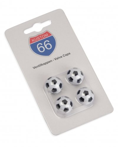4er Set Ventilkappen Soccer Futbol Fussball in schwarz für Auto und Motorrad