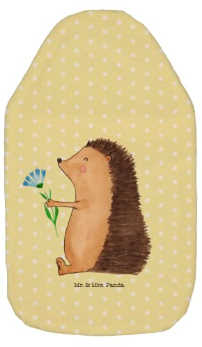 Mr. & Mrs. Panda Wärmflasche Igel Blumen - Geschenk, Kleine Wärmflasche, Kinderwärmflasche, Gute Laune, Bettflasche, Krankheit, Wärmekissen,