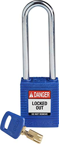 Brady (NYL-BLU-76ST-KD) Cadenas de condamnation SafeKey Nylon avec anse en Acier 76.00 mm Bleu KD - Clé différente 1 Pièce(s)