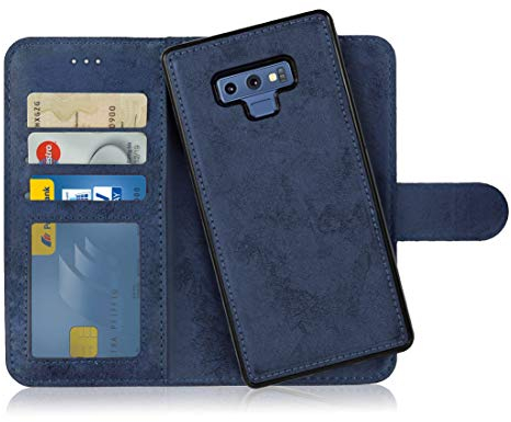 MyGadget Flip Case pour Samsung Galaxy Note 9 - Coque Clapet détachable magnétique PU Cuir Support - Housse Portefeuille Book Cover Bleu Foncé