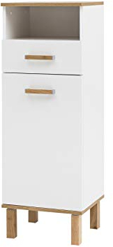 Schildmeyer Highboard Padua 142178, weiß Glanz/Eiche Landhaus Dekor, 40,4 x 35,0 x 114,5 cm