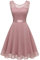 Berylove Femme Robe de Cocktail Courte Top Dentelle Jupe Mousseline Swing pour Bal Mariage BLP7005Blush 2XL