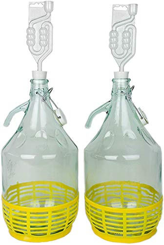 WysKonT Lot de 2 ballons en verre pour fermentation de vin 5 l, 10 l, 15 l, 20 l, 25 l, 30 l