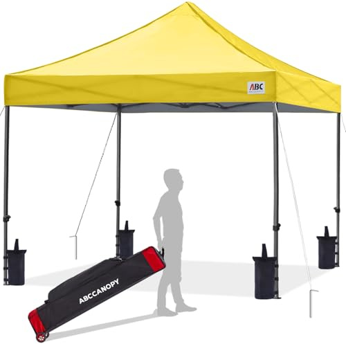 ABCCANOPY Pop Up Gazebo with Detachable Awning, Commercial Market stall, Bonus Upgraded Roller Bag, 4 Weight Bags, Stakes and Ropes