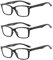 Suertree 3 Pack Reading Glasses Spring Hinge Computer Glasses Square Presbyopic Reader Glasses Aided Eyeglasses Unisex 2.0 BM151