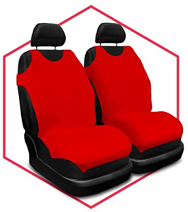 Saferide 2er Set Autositzbezüge PKW universal | Auto Sitzbezüge Polyester Rot für Airbag geeignet | für Vordersitze | 1+1 Autositze vorne