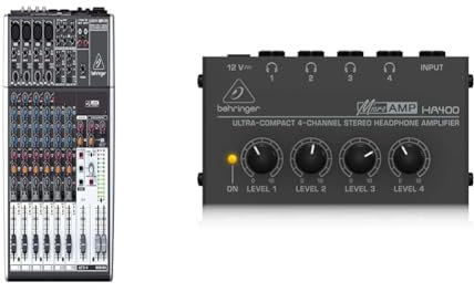 Behringer Mezclador Behringer XENYX 1204USB Premium de 12 entradas y 2/2 buses & Best Price Square Headphone Amplifier, 4 CH Stereo HA400 by
