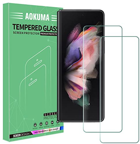 AOKUMA für Samsung Galaxy Z Fold 3 5G Schutzfolie, 【2 Stücke】 Glas kompatibel mit Samsung Galaxy Z Fold 3 5G Schutzfolie, Premium Glasfolie mit 9H Härte, Anti Kratzer, Splitterfest