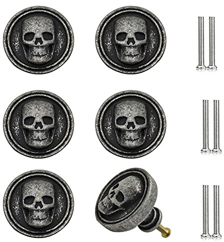 JfwuHap Schrankgriffe, schwarzer Totenkopf-Kopf, Schubladenknäufe, kreativer Totenkopf-Skelett-Kommodengriff, schrecklicher Stil, Möbelgriff, Einlochzug für Zuhause, Büro, Kommoden, Schubladen