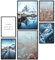 Papierschmiede® Mood Poster Set Swedish Winter, Bilder Wohnzimmer Deko Schlafzimmer, 2x DIN A3 (ca. 30x42) und 4x DIN A4 (ca. 21x30), Schweden blau beige Schnee Wasser Hütte - Wandposter ohne Rahmen