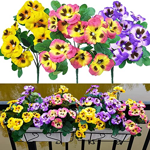 Künstliche Blumen aus Kunstblumen Kunstblumen Stiefmütterchen, Seide kreative Heimeinrichtung Simulationspflanze für Hochzeit Zuhause Outdoor Party Größe 30 cm (Gelb Rose Rot Lila, 9 Stück)