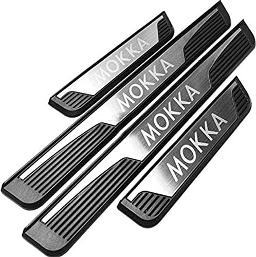 4 Stück Auto Einstiegsleisten Türschweller Plates Protector für Opel Vauxhall Mokka 2013 2014 2015 2016 2017 2018 2019, Äußere Türschweller Schutz Zierleisten Pedal Aufkleber kratzfeste Zubehör