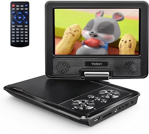 YOTON 9.5 Portable DVD Player with 7.5 HD Swivel Screen for Car and Kids, 4-6 Hours Working time with Built-in Battery, Headphone/AV-IN/AV-OUT/USB/SD Card [Not Support Blu-ray]