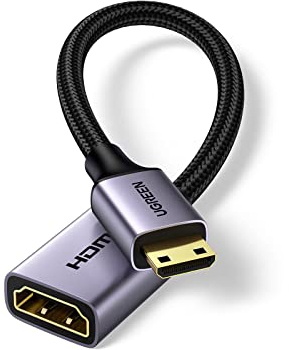 UGREEN Adaptateur Mini HDMI vers HDMI 4K 60Hz Câble Mâle vers Femelle 18Gpbs 3D Ethernet Arc Compatible avec PC Tablette Raspberry Pi Zero Caméra Canon EOS 700D Nikon D5300 HDTV 4K 25CM