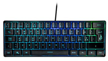 SureFire Kingpin X1 60% Gaming Tastatur Nordic, Gaming Multimedia Keyboard klein & mobil, RGB-Tastatur mit Beleuchtung, 25 Anti-Ghosting-Tasten, skandinavisches Layout QWERTY