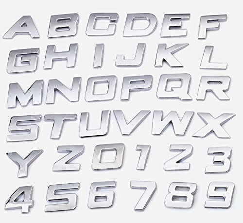 NewL Kursiv 3D Metall Buchstaben Zahlen Selbstklebend Alphabet Auto Schild Auto Zubehör Dekoration (Hauptstadt Kursiv)