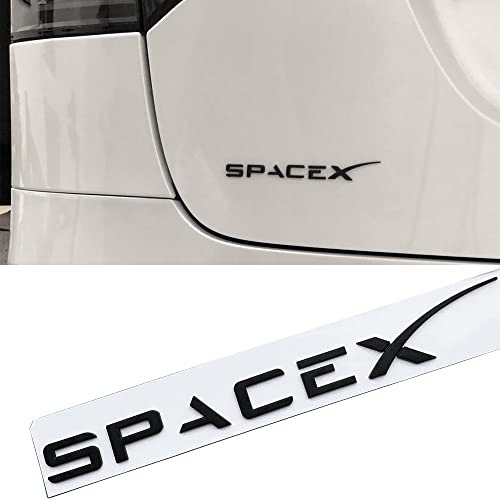 3D erhabenes Logo Heckklappeneinsatz Buchstaben hinten Embleme kompatibel für Tesla Model 3/S/X/Y, 3M Selbstklebende Rückseite,Matt Black,SpaceX