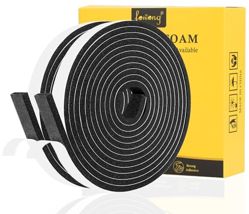 fowong Joint Adhésif Coupe Vent pour Porte Fenêtre, 9mm x 6mm x 8M Total, Joint Multi-Foctionne en Mousse Anti-oxydant, Évite Claquement de Porte Entrée Placard, Isolation du Bruit Froid, Noir