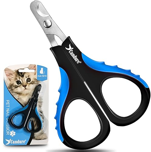 Candure Coupe Griffes Chat - Facile à tenir Coupe avec Precision Coupe Ongle Chat - Acier Inoxydable Chat Toilettage Coupe Ongles pour Chats, Chiens, Lapins Des Et Petits Animaux (Bleu Foncé)