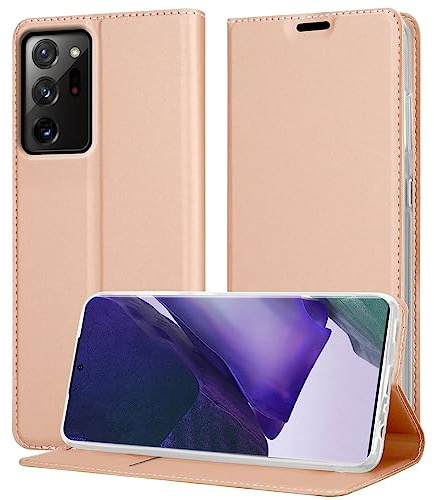 Cadorabo Hülle kompatibel mit Samsung Galaxy Note 20 Ultra in Classy ROSÉ Gold - Schutzhülle mit Magnetverschluss, Standfunktion und Kartenfach