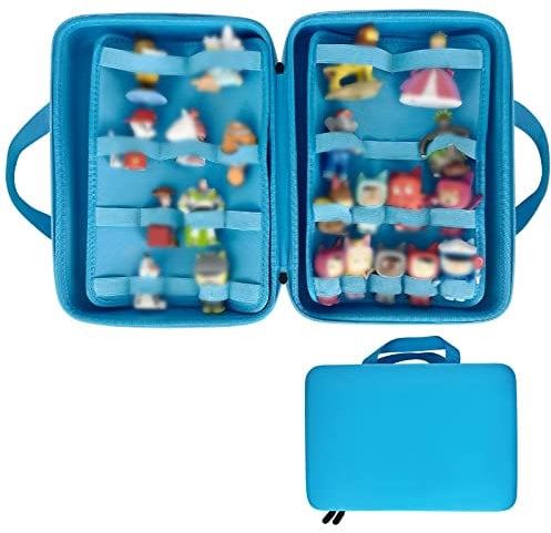 QILUCKY Toy Story Aufbewahrung Organizer Musikbox Tasche Kindergepäck viel Platz für Toniebox Figuren Tigerbox Transport Folie Hörfiguren Musikboxen Musikwürfel Ladegerät Kopfhörer Zubehör (Blau)