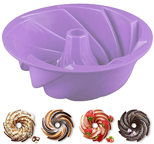 VAMAJOO Moule Kouglof - Moule Gateau Silicone 1Pcs - Moules Silicone Rond - Moule Silicone Air Fryer - Moule Cookeo - Moule a Kouglof - Moule a Kouglof Alsacien - Moule Cake - 24,5x9cm (Moule Rouge)