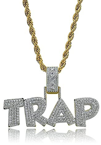 YAHOYA Ice Out Hip-Hop hochwertige Zirkon-Buchstaben-Anhänger-Halskette geeignet für Männer und Frauen Street Personality Rap Schmuck