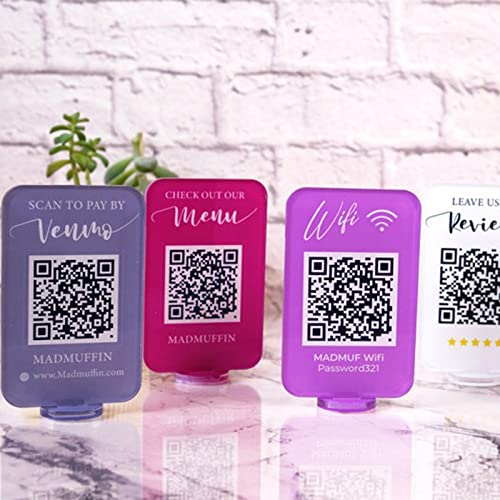 Individuelles Mini-Wifi-Schild aus Acryl, QR-Code, Social-Media-Business-Tafel mit Ständer, Scan, um Gäste zu bezahlen, WLAN-Passwort für den Shop
