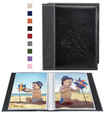 Artmag Photo Album 5x7 Clear Pages Pockets Leather Cover Slip Slide in Photo Album Book Holds 50 Vertical 5x7 Photos Picture Book for Wedding Family (Black)
