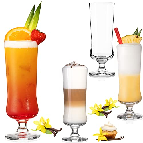 PLATINUX Elegante Cocktailgläser aus Crystalline Glas 300ml Set 4-Teilig Longdrinkgläser Eiskaffeegläser Cocktailglas