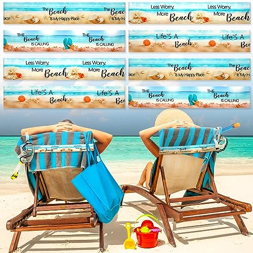 Boao Große Handtuchbänder für Strandkörbe, 40 x 5 cm, Kreuzfahrt-Handtuch-Clips für Lounge, Strand, Pool, Stühle, Handtuchriemenhalter, elastisch, winddicht, Strandzubehör für Sommer (Strand), 8 Stück
