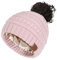 Hat Hut Damen Satin gefütterte Beanie-Mütze, mit Seide gefüttert, Wintermütze für lockiges Haar, Pferdeschwanz Ponytail Beanie, Strickmütze (DE/NL/SE/PL, Alphanumerisch, Einheitsgröße, Rosa)