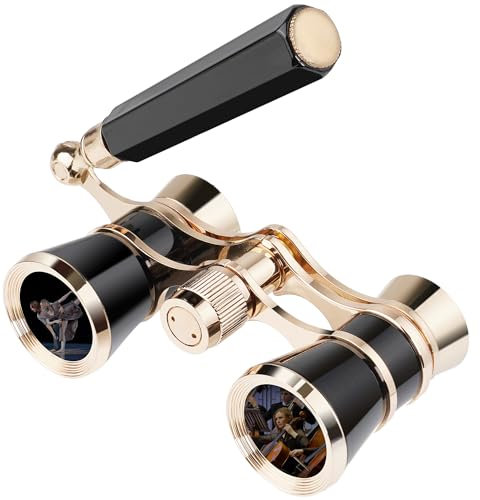 Opernbrille, 3 x 25 cm Theater-Fernglas mit faltbarem und ausziehbarem Griff, tragbare Theaterbrille, kleines Vintage-Fernglas für Konzerte, Theater, Kino, Oper, Geschenke für Frauen