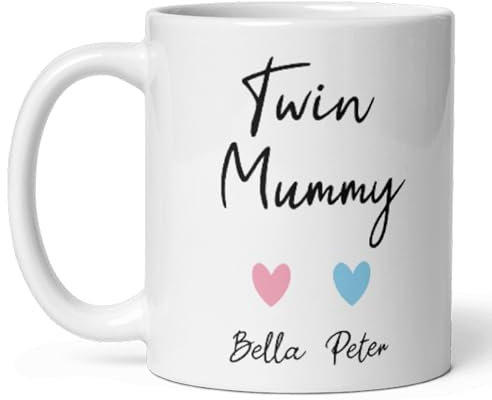 Confidently Quirky - Personalised Twin Mummy White Mug, Twin Mum Keepsake, Twin Mum Birthday gift, Twin Mummy Christmas, Mothers Day From Twins