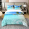 Housse de Couette Ocean 100% Coton, Parure de Lit 200x200 Feuilles de Palmier Imprimées, Ensemble de Literie de Style Vacances Hawaïennes, Palmiers Verts, Nature Tropicale, Thème de La Mer
