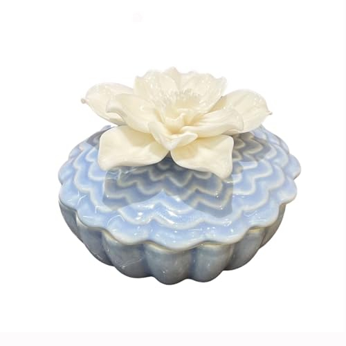 WXMYOZR Boîte à bizarrerie Bule avec porcelaine de couvercle, Boîtes de bijoux de céramique florale pour les filles Petit récipient d'organisateur de bijoux Porte-bagages de collier de boucle