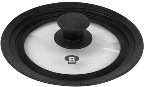 URBNLIVING Universal Silicone & Glass Lid for Cooking Pans, Pots & Skillets Diameter Fits 16/18/20cm - Compatible with Various Cookware Sizes