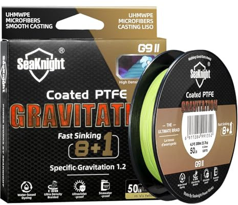 SeaKnight G9 Serie 9 fili 8+1 lenza da pesca intrecciata lenza da pesca ad affondamento rapido 150m/300m resistente all'acqua di mare resistente ai raggi UV PTFE linea da pesca in mare 17-80 libbre