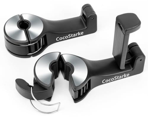 COCO STARKE 2-in-1 Auto-Kopfstütze, versteckter Haken mit Handyhalterung, Auto-Rücksitz-Haken, universell für Geldbörsen und Taschen, 360° drehbar, verstellbarer Aufhänger, Rückhaken für Autositze,
