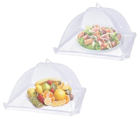 2 Pcs Food Covers, Food Covers Mesh Pop Up, Food Net Cover, Food Cover 12 inch Reusable and Collapsible Screen Net Protectors for Outdoors Parties Picnics BBQs Reusable & Collapsible